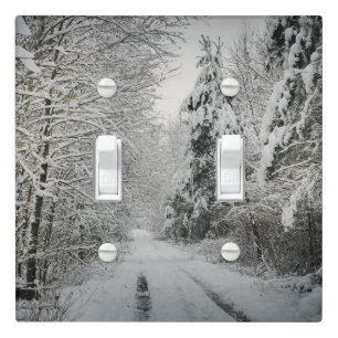 Winter journey through the woodland light switch cover