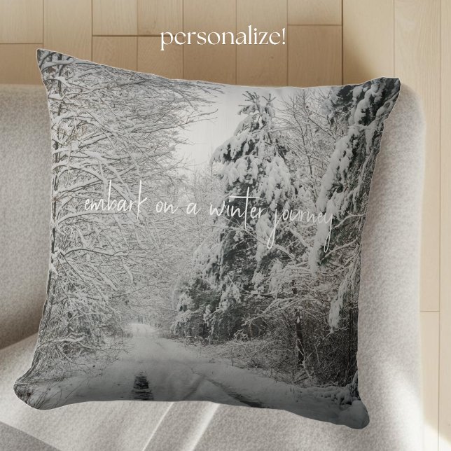 Winter journey through the woodland throw pillow (Creator Uploaded)