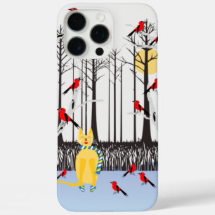 Winter Joy - Cat with scarf Birch Trees Cardinals iPhone 16 Pro Max Case