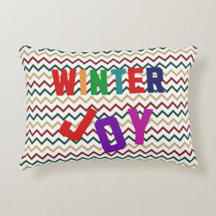 Winter Joy - Cozy Colorful Letters Accent Pillow