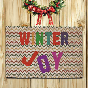Winter Joy - Cozy Colorful Letters Fiber Doormat