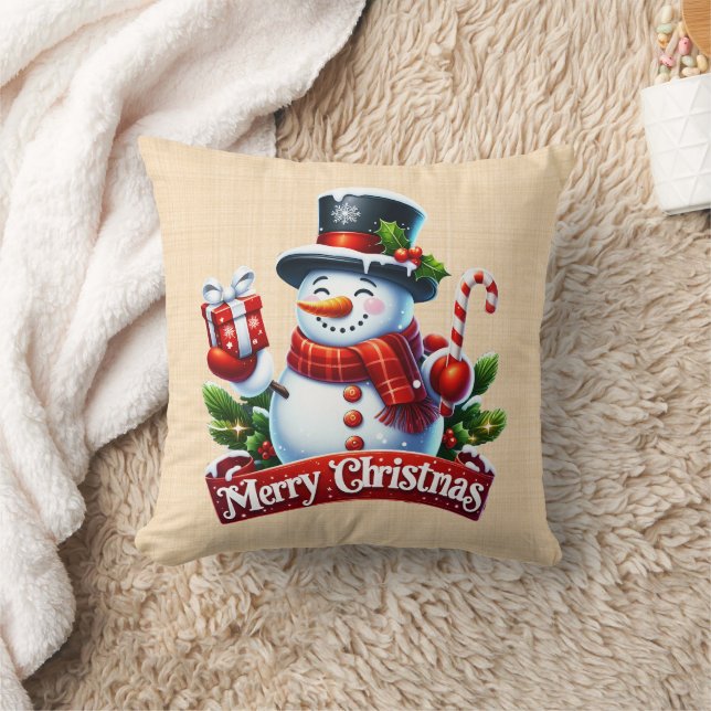 Winter Joy Festive Throw Pillow (Blanket)