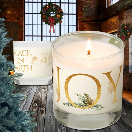 Winter JOY Gold Calligraphy Snowflakes Scented Candle