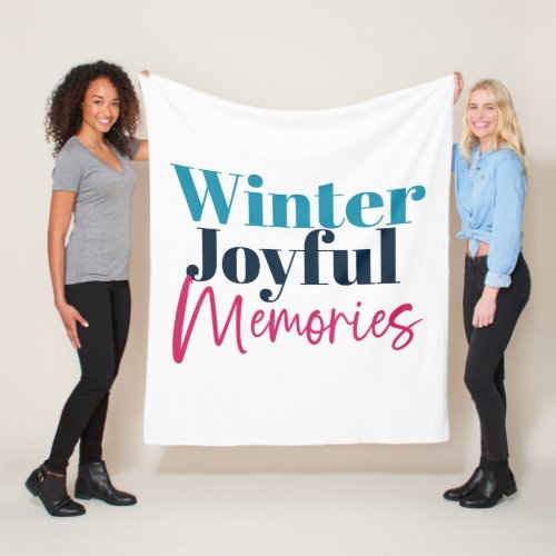 Winter Joyful Memories Festive Holiday Quotes Fleece Blanket