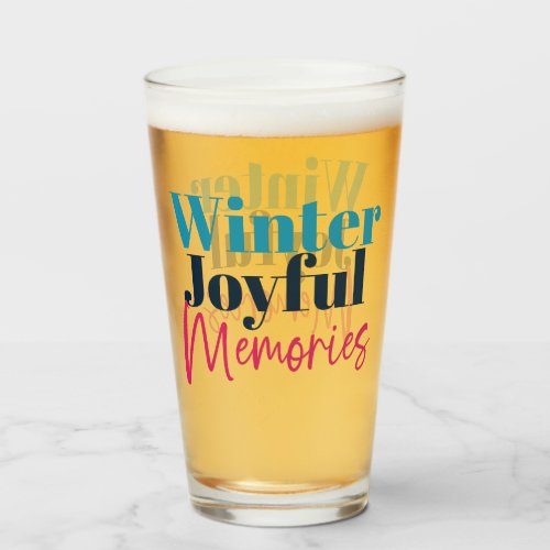 Winter Joyful Memories Festive Holiday Quotes Glass