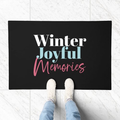 Winter Joyful Memories Festive Holiday Quotes II Doormat