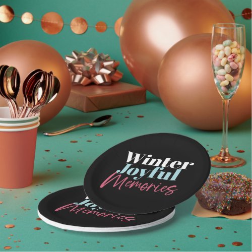 Winter Joyful Memories Festive Holiday Quotes II Paper Plates