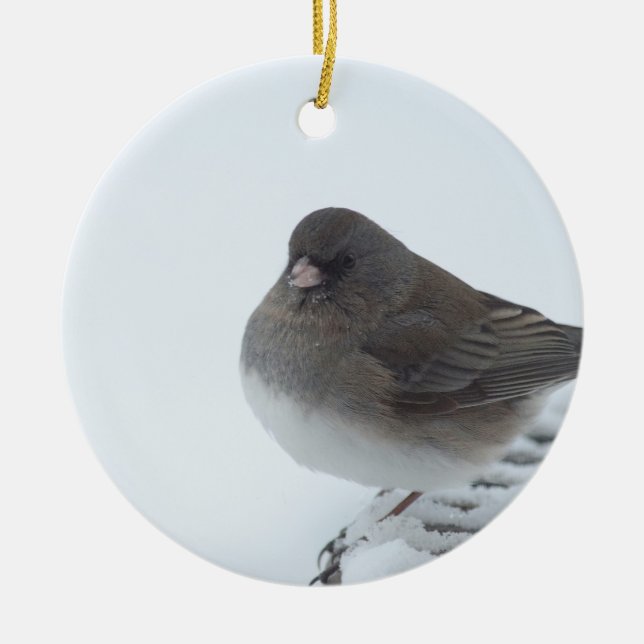 Winter Junco Ceramic Ornament (Front)