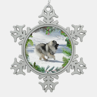 Winter Keeshond Snowflake Ornament