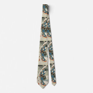 winter kimono woman  -vintage Japanese art Neck Tie