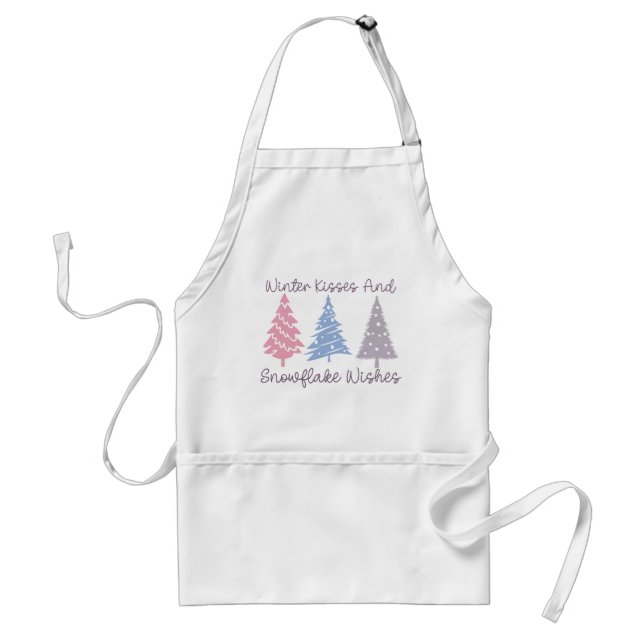 Winter Kisses and Snowflake Wishes Adult Apron (Front)