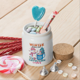 Winter Kisses and Snowflake Wishes Candy Jar