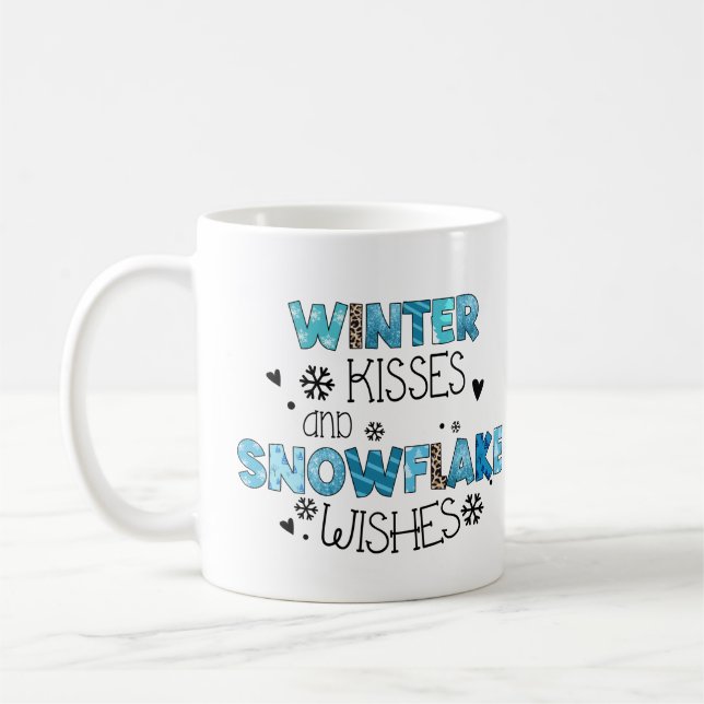 Winter Kisses And Snowflake Wishes Coffee Mug (Left)