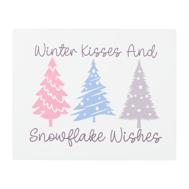 Winter Kisses and Snowflake Wishes Metal Print (Front)