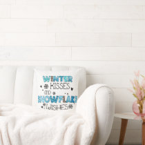 Winter Kisses and Snowflake Wishes Winter Holidays Throw Pillow