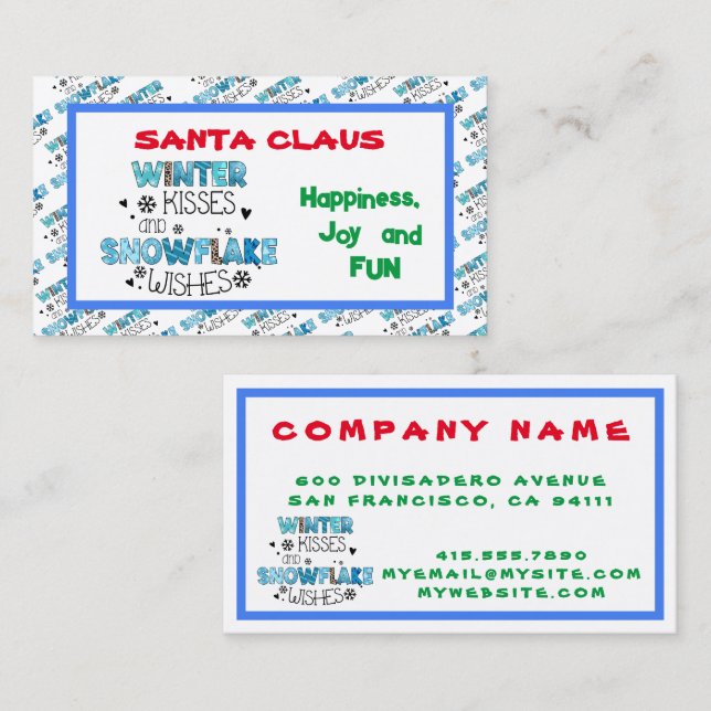 Winter Kisses Customize Business Card (Front/Back)