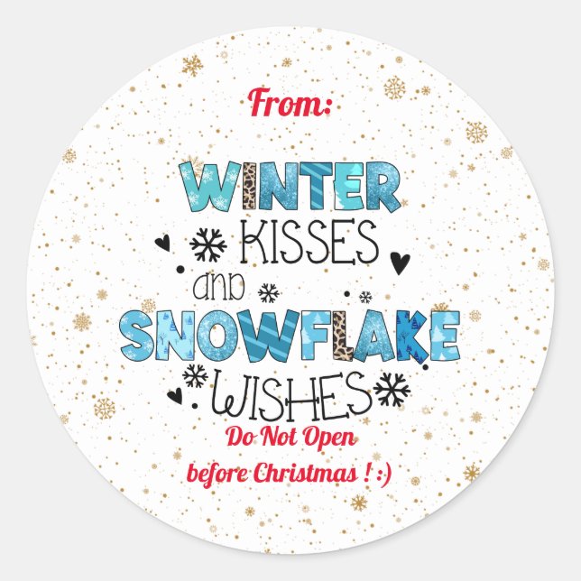Winter Kisses Customize Classic Round Sticker (Front)