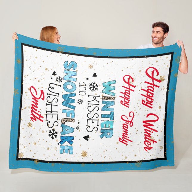 Winter Kisses Customize Fleece Blanket (In Situ)