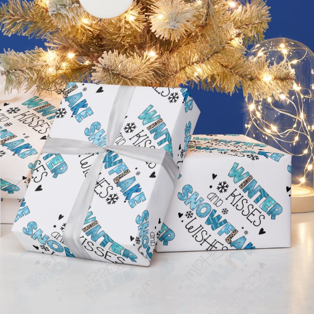 Winter Kisses Customize Wrapping Paper (Holidays)