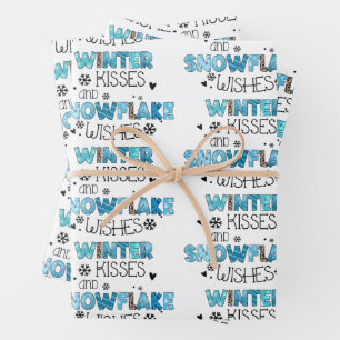 Winter Kisses Customize Wrapping Paper Sheets