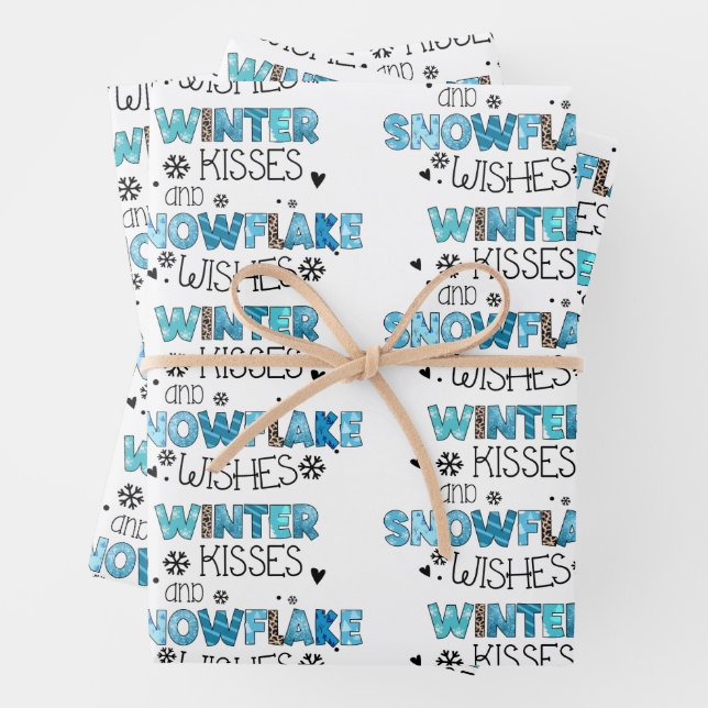 Winter Kisses Customize Wrapping Paper Sheets (In situ)