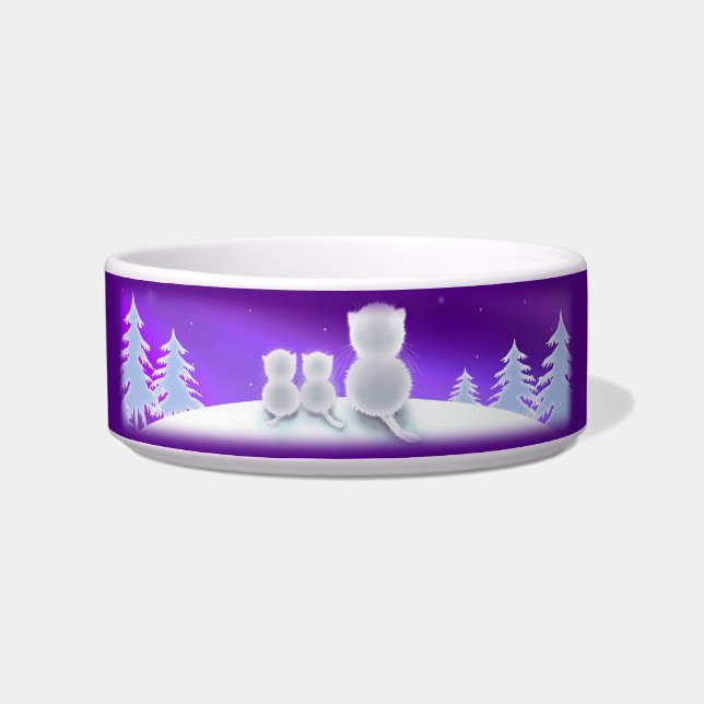 Winter Kitty Family Cat Food Bowl (Left)