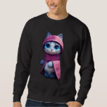 Winter Kitty   Warm Cat   Coat And Scarf Wearing C Sweatshirt