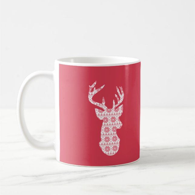 Winter Knit Christmas Reindeer Coffee Mug (Left)