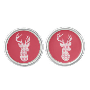 Winter Knit Christmas Reindeer Cufflinks