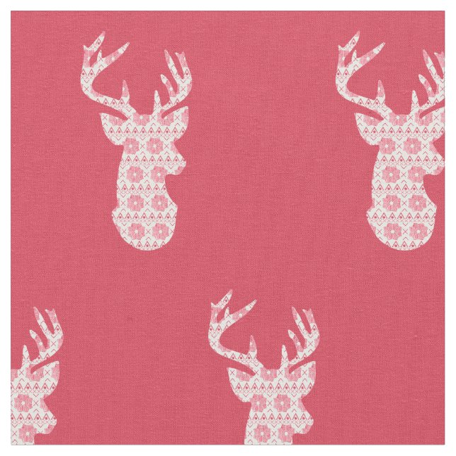 Winter Knit Christmas Reindeer Fabric (Close Up)