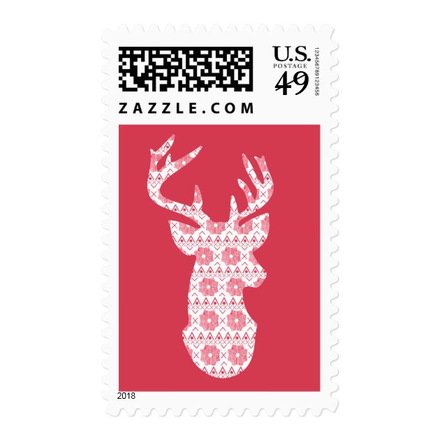 Winter Knit Christmas Reindeer Postage Stamp