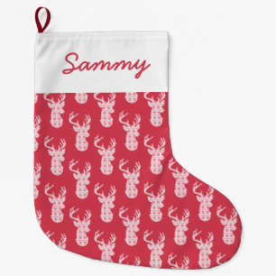 Winter Knit Christmas Reindeer Stocking