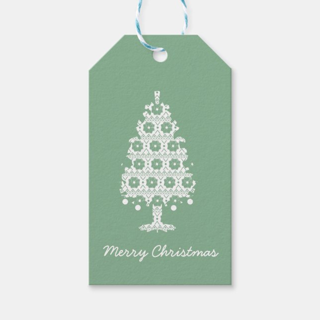 Winter Knit Christmas Tree Gift Tags (Front)