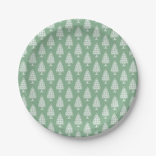 Winter Knit Christmas Tree Paper Plate (Front)