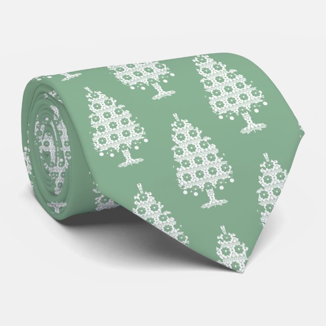 Winter Knit Christmas Tree Tie (Rolled)