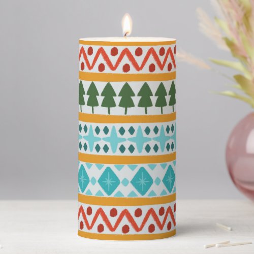 Winter knit pattern pillar candle