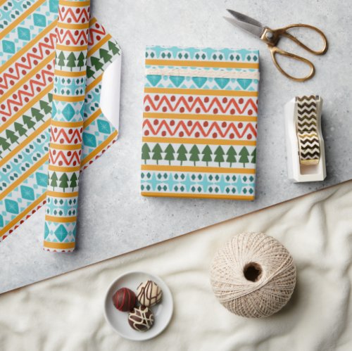 Winter knit pattern wrapping paper