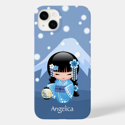Winter Kokeshi Doll _ Blue Mountain Geisha Girl Case_Mate iPhone 14 Plus Case