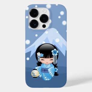 Winter Kokeshi Doll - Blue Mountain Geisha Girl Case-Mate iPhone 14 Pro Case
