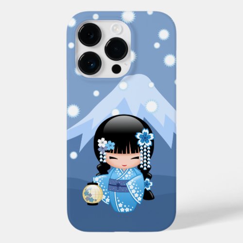 Winter Kokeshi Doll _ Blue Mountain Geisha Girl Case_Mate iPhone 14 Pro Case