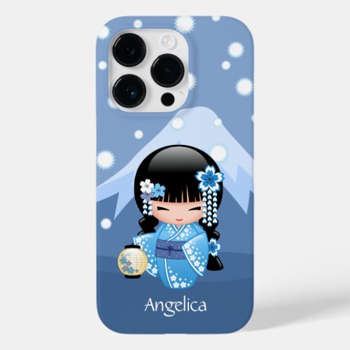 Winter Kokeshi Doll _ Blue Mountain Geisha Girl Case_Mate iPhone 14 Pro Case