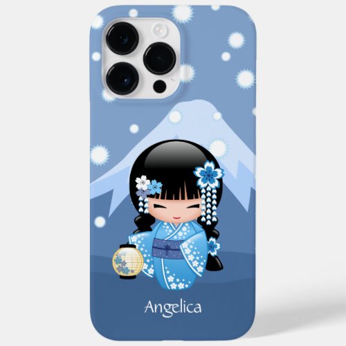 Winter Kokeshi Doll _ Blue Mountain Geisha Girl Case_Mate iPhone 14 Pro Max Case