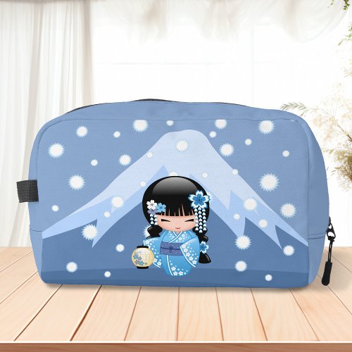 Winter Kokeshi Doll _ Blue Mountain Geisha Girl Dopp Kit