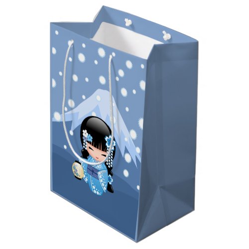 Winter Kokeshi Doll _ Blue Mountain Geisha Girl Medium Gift Bag