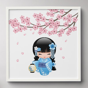 Winter Kokeshi Doll Japanese Geisha Girl Peel And Stick Photo Tile