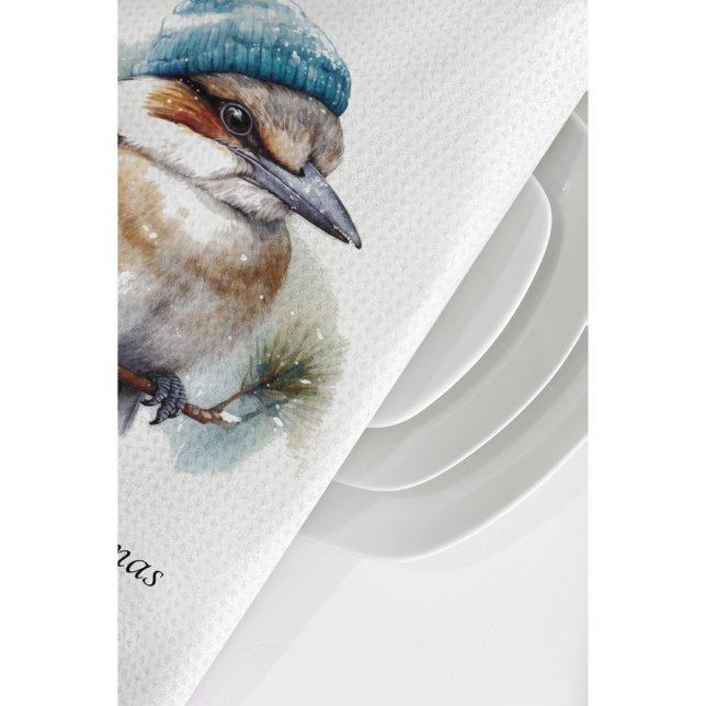 Winter Kookaburra Wishes, custom Kitchen Towel (Creator Uploaded)