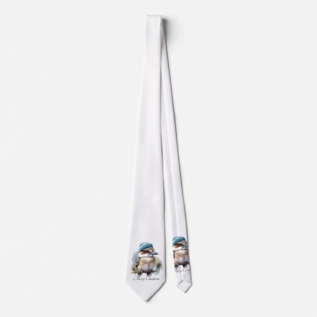 Winter Kookaburra Wishes, custom Neck Tie (Front)
