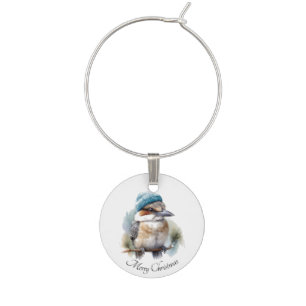 Winter Kookaburra Wishes, custom Wine Charm
