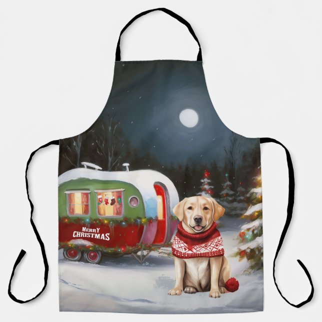 Winter Labrador Caravan Christmas Adventure Apron (Front)