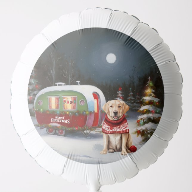 Winter Labrador Caravan Christmas Adventure Balloon (Front)